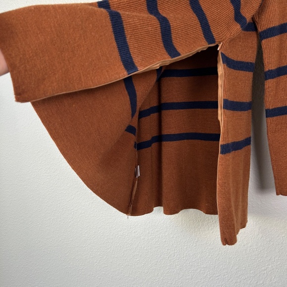 Nom maternity size M Sarabeth sweater brown navy stripe wool nursing side zipper - Picture 8 of 13